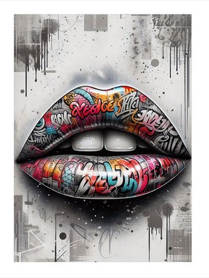 Tablomega Grafiti Dudak Sanatı Mdf Tablo 25CMX 35CM