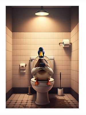 Tablomega Tuvaletteki Ördek Tasarım Mdf Tablo 35CM X50CM