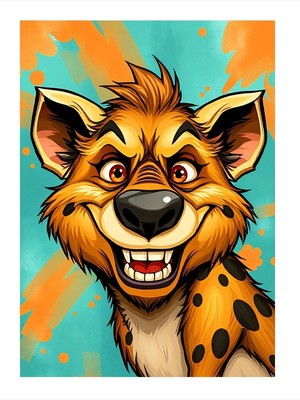 Tablomega Neşeli Sırtlan Desenli Mdf Tablo 18CM x 27CM