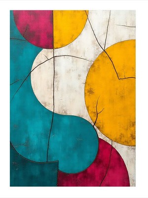 Tablomega Soyut Çember ve Geometri Hediyelik Ahşap Tablo 18CM x 27CM