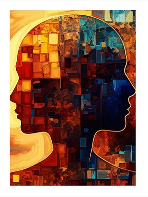 Tablomega Soyut Silüet Figür Model Ahşap Tablo 35CM X50CM