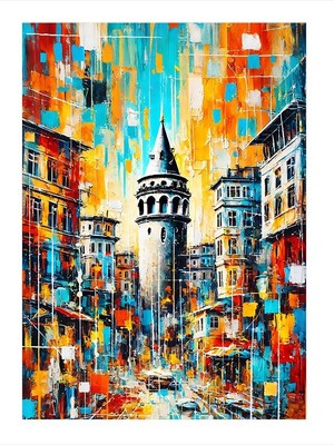 Tablomega Galata'nın Renkli Sokakları Art Mdf Tablo 18CM x 27CM