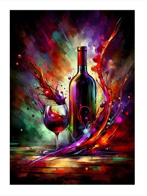 Tablomega Şarap ve Renklerin Patlaması Modern Mdf Tablo 25CMX 35CM