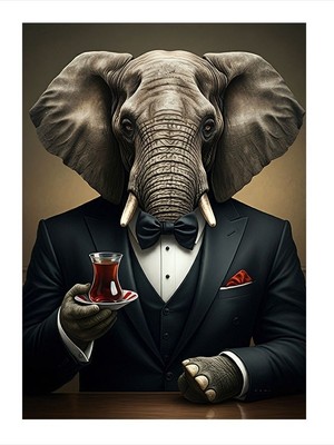 Tablomega Zarif Çay Sunumlu Fil Art Mdf Tablo 25CMX 35CM