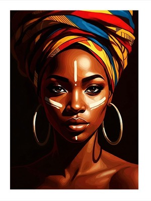 Tablomega Geleneksel Afrika Kadını Dekoratif Mdf Tablo 35CM X50CM