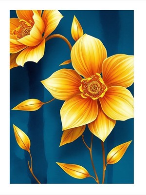 Sarı Çiçekler Hediyelik Ahşap Tablo 35CM X50CM