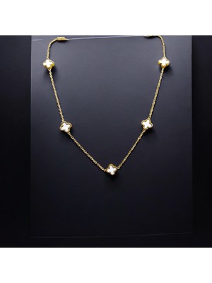 Wisteria Jewelry Van C Gold Renk Beyaz Sedef Ikonik Çelik Kolye 316L