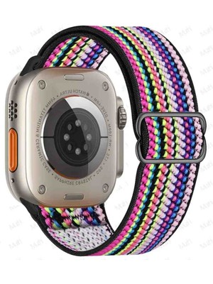 Apple Watch Seri 10 9 8 7 6 Se 5 4 3 2 1 Ultra 1/2 (42-44-45-46-49) mm Uyumlu Elastik Ayarlanabilir Kayış