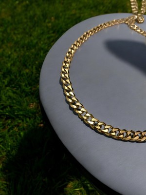 Wisteria Jewelry Tifany Dümen Uç Detaylı Gold Renk Çelik Kolye 316L