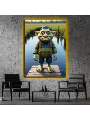 Marsilyan LED Işıklı Kanvas Tablo, 3D Dekoratif Baskılı Tablo Yapay Zeka Desteksli Hayvanlar  445