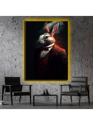Marsilyan LED Işıklı Kanvas Tablo, 3D Dekoratif Baskılı Tablo Yapay Zeka Desteksli Hayvanlar  505