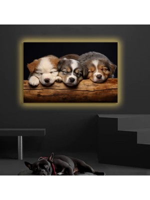 Marsilyan LED Işıklı Kanvas Tablo, 3D Dekoratif Baskılı Tablo Yapay Zeka Desteksli Hayvanlar  206