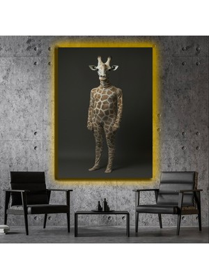 Marsilyan LED Işıklı Kanvas Tablo, 3D Dekoratif Baskılı Tablo Yapay Zeka Desteksli Hayvanlar  457