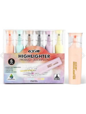 Gxin Pastel Highlighter 6 Renk Fosforlu Kalem Seti Şeffaf Kapak