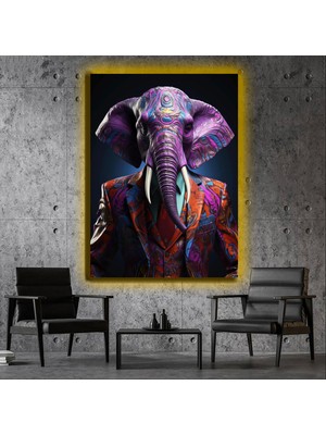 Marsilyan LED Işıklı Kanvas Tablo, 3D Dekoratif Baskılı Tablo Yapay Zeka Desteksli Hayvanlar  356