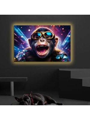 Marsilyan LED Işıklı Kanvas Tablo, 3D Dekoratif Baskılı Tablo Yapay Zeka Desteksli Hayvanlar  291