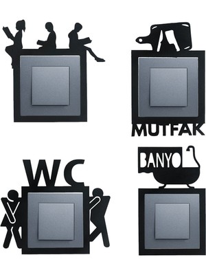 Ahşap Priz Çerçevesi Seti - 4 Adet Wc Çocuk Odası Mutfak Banyo