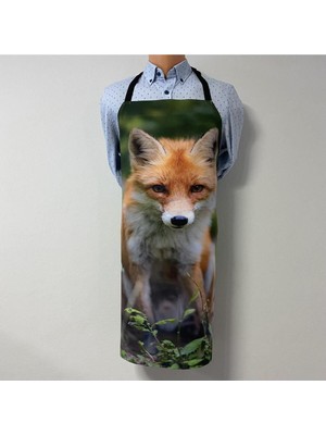 Mediterian Renkli çocuk mutfak önlüğü, sevimli tilki tasarımı, eğlenceli ve kullanışlı