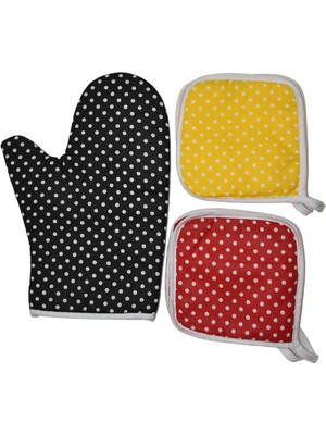 Mediterian Şık ve dayanıklı 50x50 pamuk polyester eldiven ve tutacağı seti