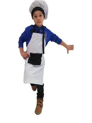 Mediterian Çocuk Mutfak Seti, Beyaz ve Siyah Renk, Polyester Malzeme