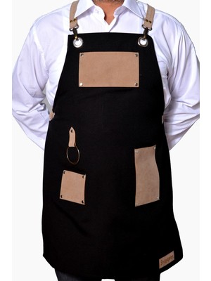 Mediterian Şık ve rahat çok amaçlı önlük, polyester, siyah-krem renk, kolay bakım
