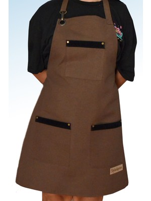 Mediterian Şık kahverengi çok amaçlı önlük, tarz ve fonksiyon bir arada, 78x55 cm, pamuk polyester