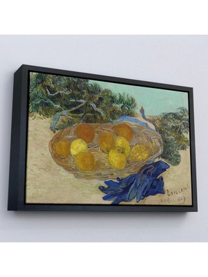 Marsilyan Teknoo- Çerçeveli Vincent Van Gogh - Mavi Eldivenli Portakal ve Limonların Natürmortu TABLOSU-7188