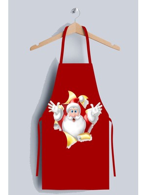Mediterian Kırmızı Noel Baba Mutfak Önlüğü, şık ve eğlenceli tasarım, polyester, 50x70 cm