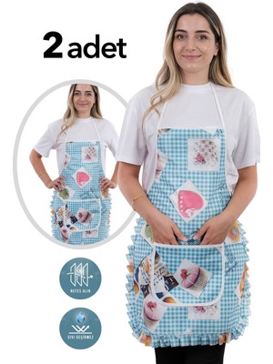 Jarse Frilly Ikili Paket Sıvı Geçirmez Mutfak Önlüğü