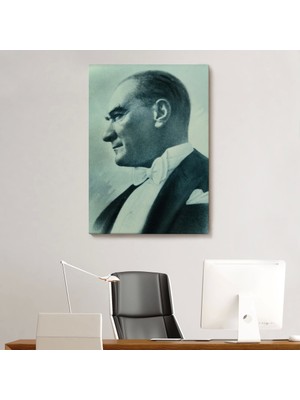 Marsilyan Teknoo- Atatürk Portre Tablosu Mustafa Kemal Atatürk Dikdörtgen Dekoratif Kanvas Tablo-Cn-63