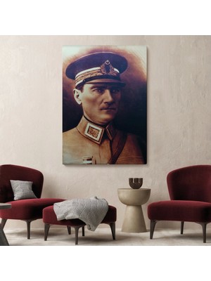Marsilyan Teknoo- Atatürk Portre Tablosu Mustafa Kemal Atatürk Dikdörtgen Dekoratif Kanvas Tablo-Cö-66