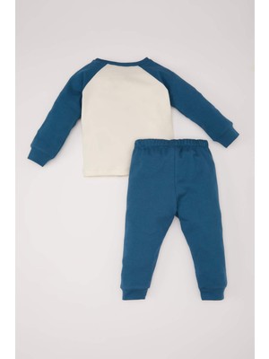 DeFacto Erkek Bebek Pijama Takımı Dinazor Baskılı Uzun Kollu Üst Beli Lastikli Uzun Alt D7150A524WN