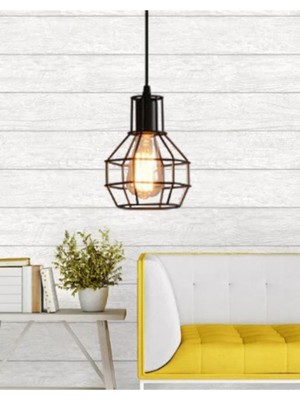 TeknoTrust Modern siyah metal avize, 1 ampüllü, koridor ve antre dekoru için şık tasarım