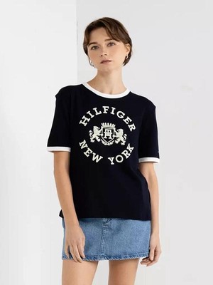 Organıc Cotton New Season Women's Velvet College Logo T-Shırt