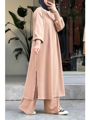 Ande Tesettür Triko Takım-Vizon