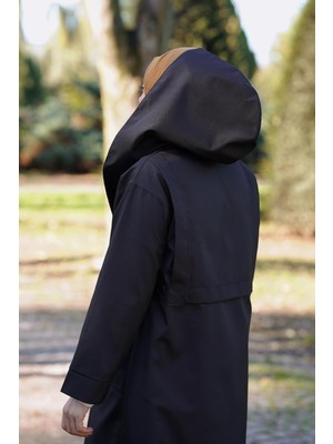 Ande Tesettür Trenç Yağmurluk - Siyah
