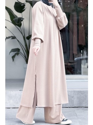 Ande Tesettür Triko Takım-Bej