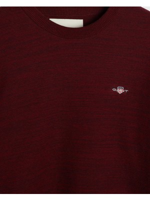 Gant Erkek Regular Fit Bisiklet Yaka Logolu Kazak-Bordo