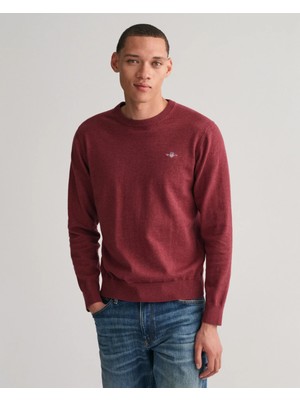 Gant Erkek Regular Fit Bisiklet Yaka Kazak-Bordo