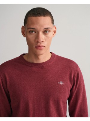 Gant Erkek Regular Fit Bisiklet Yaka Kazak-Bordo