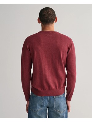 Gant Erkek Regular Fit Bisiklet Yaka Kazak-Bordo