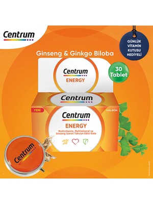 Centrum Energy Multivitamin 30'lu Tablet + Günlük Vitamin Kutusu Hediye