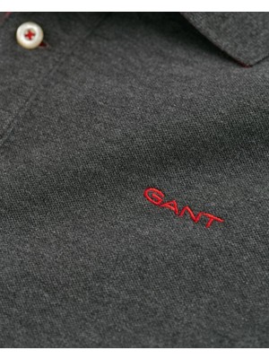 Gant Erkek Regular Fit Logolu Polo Kazak-Gri