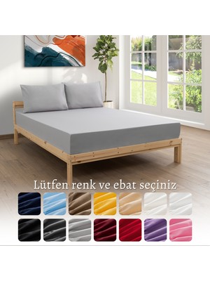 MODELHOME Ranforce Akfil Gri Lastikli Çarşaf 1 Adet Yastık Kılıflı Tek Kişilik Fitted Çarşaf Seti 100x200