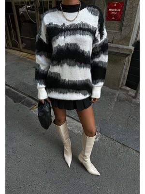 Lymens Fashion Oversize Geçiş Detaylı Triko Kazak