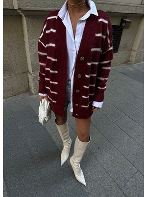 Lymens Fashion Rahatlık ve Şıklıkta Sınır Tanımayan Çizgili Oversize Akrilik Hırka