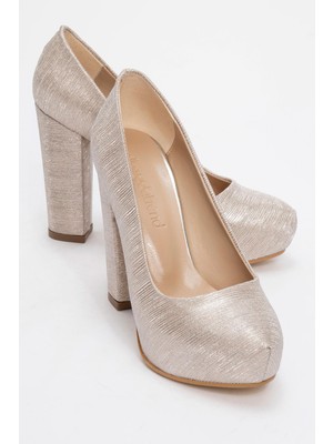 Kadın Platform Topuklu Ayakkabı Altın Çizgili