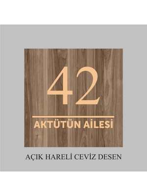 Yüksel 34 Kapı Numarası ,ahşap Desen  15X15CM Aliminyuma Baskı , Kişileştirilebilir Üründür