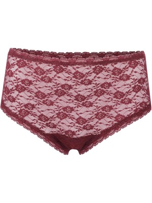 Four Solos FourSolos Dantelli Pamuklu Yüksek Bel Kadın Külot - Bordo