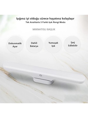 Tekno Trust CT-5249 Şarjlı LED Işık USB Şarjlı Kablosuz Mıknatıslı LED Lamba 3 Farklı Işık Rengi